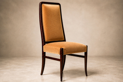 Joaquim Tenreiro Set of 10 Dining Chairs in Brazilian Rosewood Italian Mohair Velvet