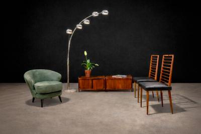 Joaquim Tenreiro Set of 2 Chairs in Hardwood Leather Joaquim Tenreiro 1950s