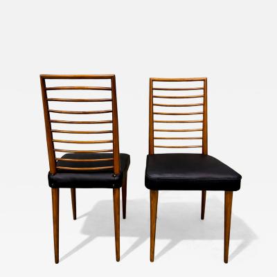 Joaquim Tenreiro Set of 2 Chairs in Hardwood Leather Joaquim Tenreiro 1950s