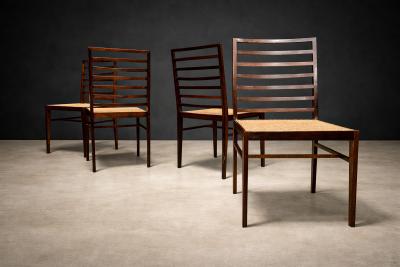 Joaquim Tenreiro Set of 4 Chairs in Rosewood Cane Joaquim Tenreiro 1950s