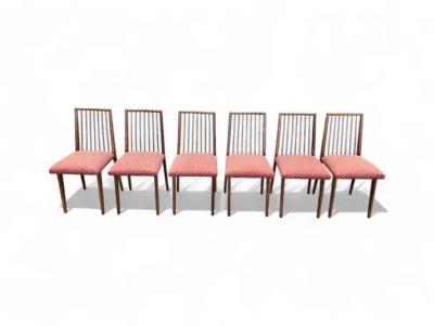 Joaquim Tenreiro Set of 6 Chairs in Caviuna Wood Fabric by Joaquim Tenreiro c 1950s