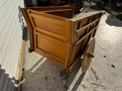 Joaquin Chaveri Inlaid Wooden Rolling Cart