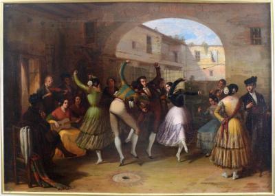 Joaquin Dominguez Becquer Dancers in a Courtyard