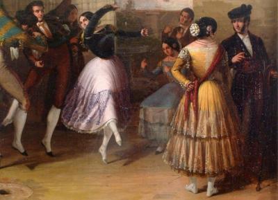 Joaquin Dominguez Becquer Dancers in a Courtyard