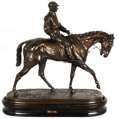 Jockey Horse Vainqueur du Derby Bronze Sculpture after Pierre Jules Mene
