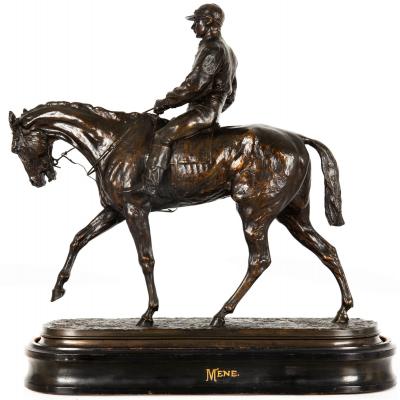 Jockey Horse Vainqueur du Derby Bronze Sculpture after Pierre Jules Mene