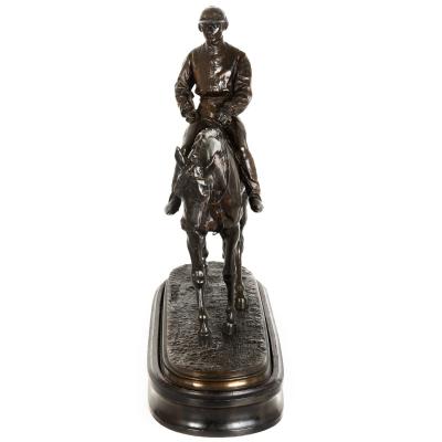 Jockey Horse Vainqueur du Derby Bronze Sculpture after Pierre Jules Mene