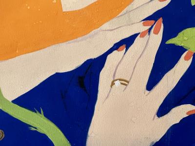 Joe Bowler Love Story Couple in Romantic Bliss Illustration Mid Century