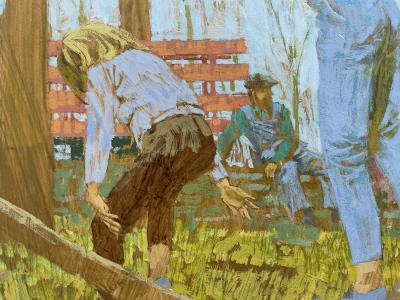 Joe Bowler The Tree Cutters Children Playing on a Fallen Tree Saturday Evening Post 