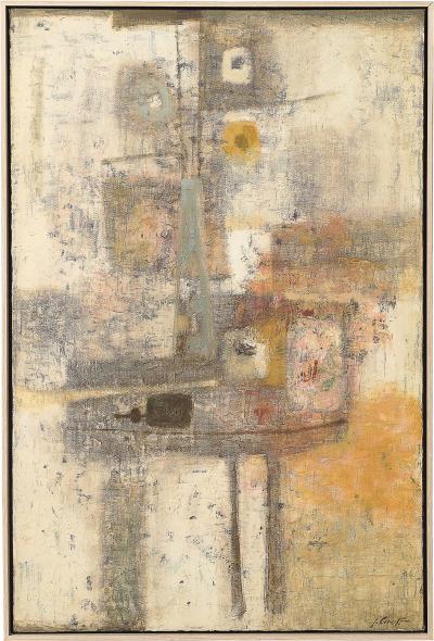 Joe Caroff MC Abstract Color Field Still Life entitled Foyer in Oil On Canvas Joe Caroff