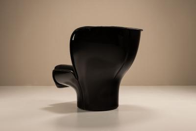 Joe Colombo Elda Chair by Joe Colombo and Mario Brunu Pouf in Black Leather for Comfort