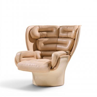 Joe Colombo Joe Colombo for Comfort Model 1005 Fiberglass and Leather Elda Lounge Chair