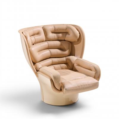 Joe Colombo Joe Colombo for Comfort Model 1005 Fiberglass and Leather Elda Lounge Chair