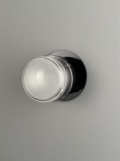 Joe Colombo Pair of Joe Colombo Black Fresnel Glass Metal Wall Lamps for Oluce