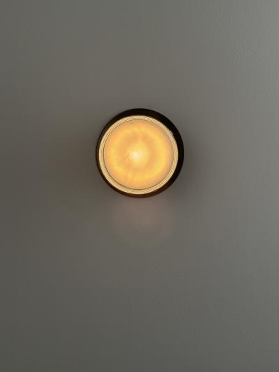 Joe Colombo Pair of Joe Colombo Black Fresnel Glass Metal Wall Lamps for Oluce