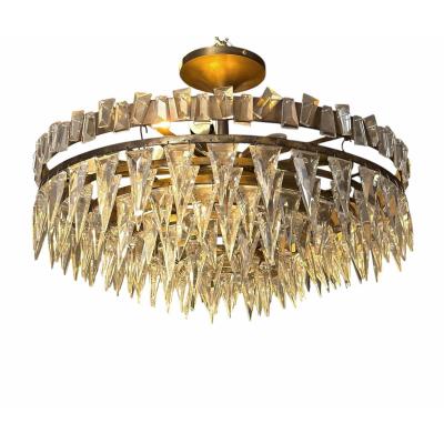 Joe Nye Modern Joe Nye Trillion Large Flush Mount in Hand Rubbed Brass