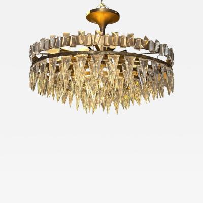 Joe Nye Modern Joe Nye Trillion Large Flush Mount in Hand Rubbed Brass