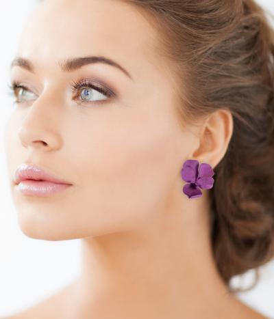 Joel Arthur Rosenthal JAR Aluminum Pansy Violet Earrings