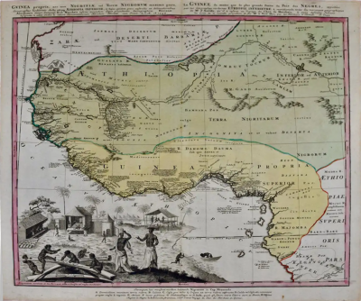 Johann Baptist Homann West Africa Entitled Guinea Propria An 18th Century Hand Colored Homann Map