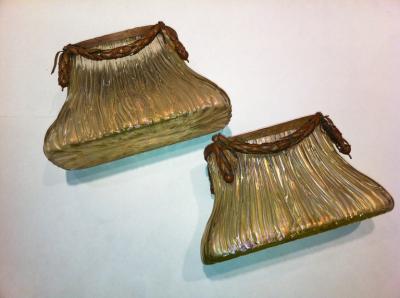 Johann L tz Witwe Pair Art Nouveau Loetz Bronze Mount Vases