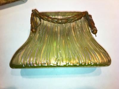 Johann L tz Witwe Pair Art Nouveau Loetz Bronze Mount Vases