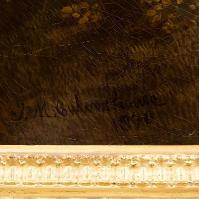 Johann Mongels Culverhouse Antique Dutch oil painting of an ice skating scene by Culverhouse