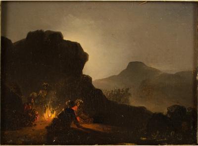 Johann Mongels Culverhouse Johann Mongels Culverhouse DUTCH 1820 1891 Campfire painting