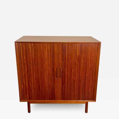 Johannes Aasbjerg Johannes Aasbjerg Tambour Door Tall Cabinet Denmark Circa 1950s