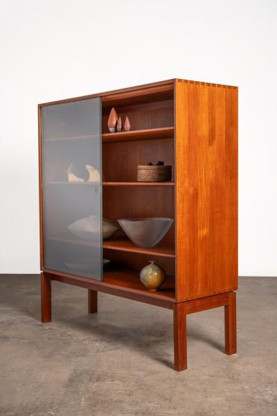 Johannes Aasbjerg Solid Finger Jointed Teak Display Cabinet with Glass Doors 60s