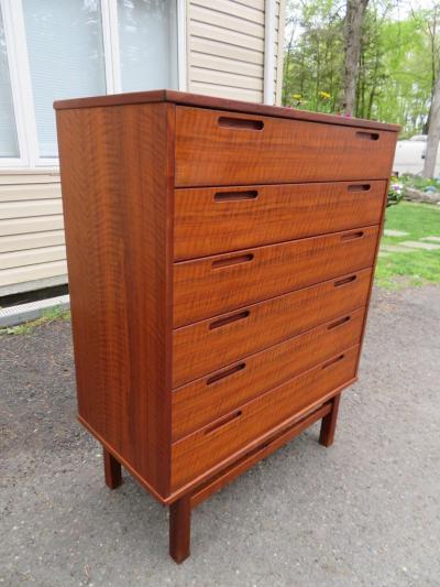Johannes Andersen Handsome Danish Modern Teak Johannes Andersen Tall Dresser Mid Century
