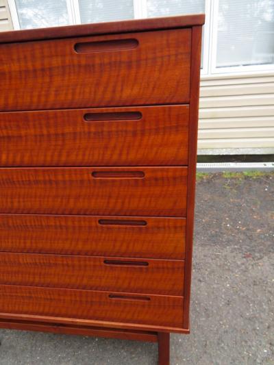 Johannes Andersen Handsome Danish Modern Teak Johannes Andersen Tall Dresser Mid Century