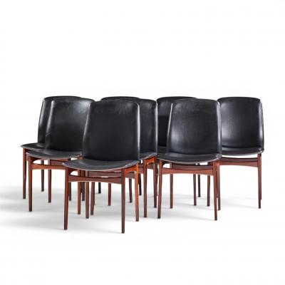 Johannes Andersen Johannes Andersen Style Mid Century Danish Rosewood Dining Chairs Set of 8