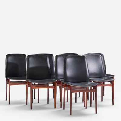 Johannes Andersen Johannes Andersen Style Mid Century Danish Rosewood Dining Chairs Set of 8