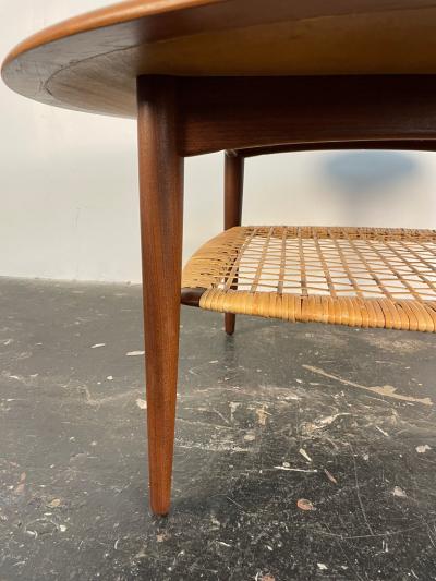 Johannes Andersen Johannes Andersen Teak Round Coffee Table with Cane Shelf