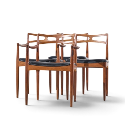 Johannes Andersen Johannes Andersen for Christian Linneberg Model 94 Teak Dining Chairs Set of 4
