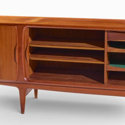 Johannes Andersen Johannes Andersen for Uldum Danish Teak Tambour Door Credenza with Hutch