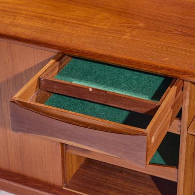 Johannes Andersen Johannes Andersen for Uldum Danish Teak Tambour Door Credenza with Hutch