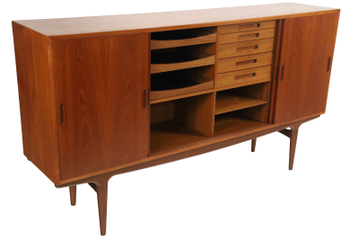 Johannes Andersen Spectacular Scandinavian Modern Cabinet w Bar Feature by Johannes Andersen