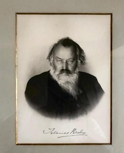 Johannes Brahms Johannes Brahms Composer Historic Hand Autographed in Ink Engraving Etching