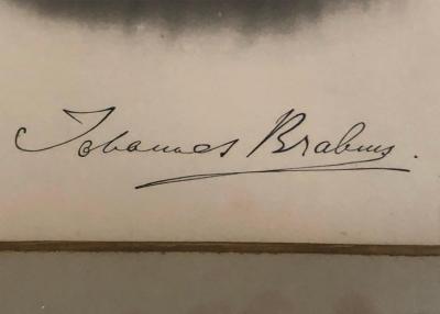 Johannes Brahms Johannes Brahms Composer Historic Hand Autographed in Ink Engraving Etching