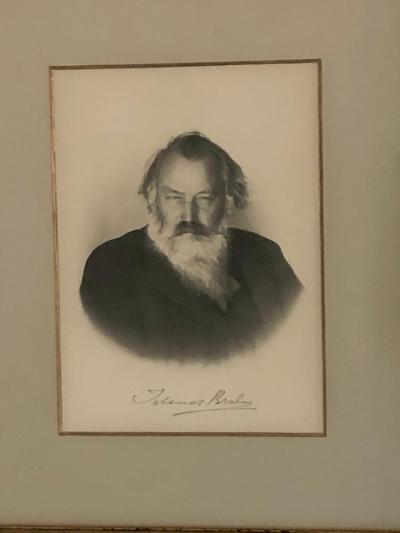 Johannes Brahms Johannes Brahms Composer Historic Hand Autographed in Ink Engraving Etching