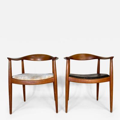 Johannes Hansen Teak Round Chairs by Hans J Wegner for Johannes Hansen Denmark 1950