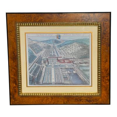 Johannes Kip Antique Hand Colored Architectural Print of Dyhram Trowbridge Collection