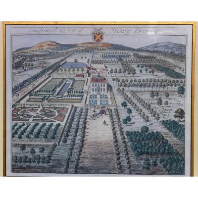 Johannes Kip Antique Hand Colored Architectural Print of Sandywell Trowbridge Collection