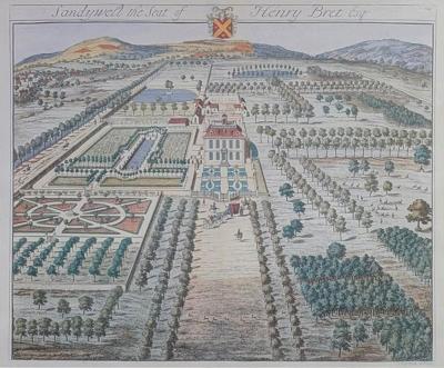 Johannes Kip Antique Hand Colored Architectural Print of Sandywell Trowbridge Collection