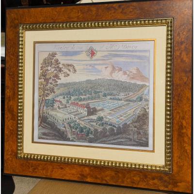 Johannes Kip Hand Colored Architectural Print Flaxley by Johannes Kip Trowbridge Collection