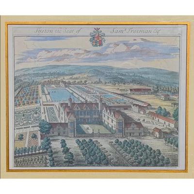Johannes Kip Hand Colored Architectural Print Syston by Johannes Kip Trowbridge Collection