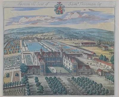 Johannes Kip Hand Colored Architectural Print Syston by Johannes Kip Trowbridge Collection