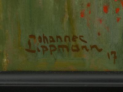 Johannes Lippmann Figures Working the Field Landscape Painting by Johannes Lippmann