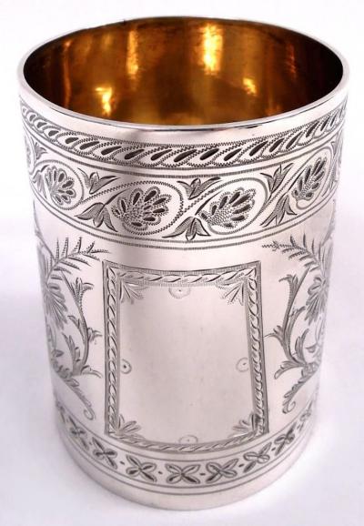 John Aldwinckle Elkington English Victorian Classical Sterling Silver Baby Cup 1880